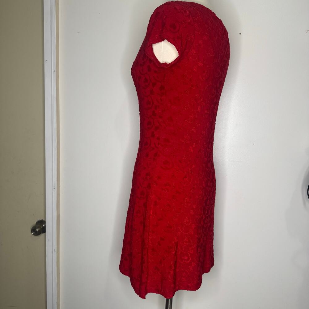 VINTAGE | ALL THAT JAZZ Hearts Babydoll Grunge Cherry Red Mini Dress - Picture 3 of 7